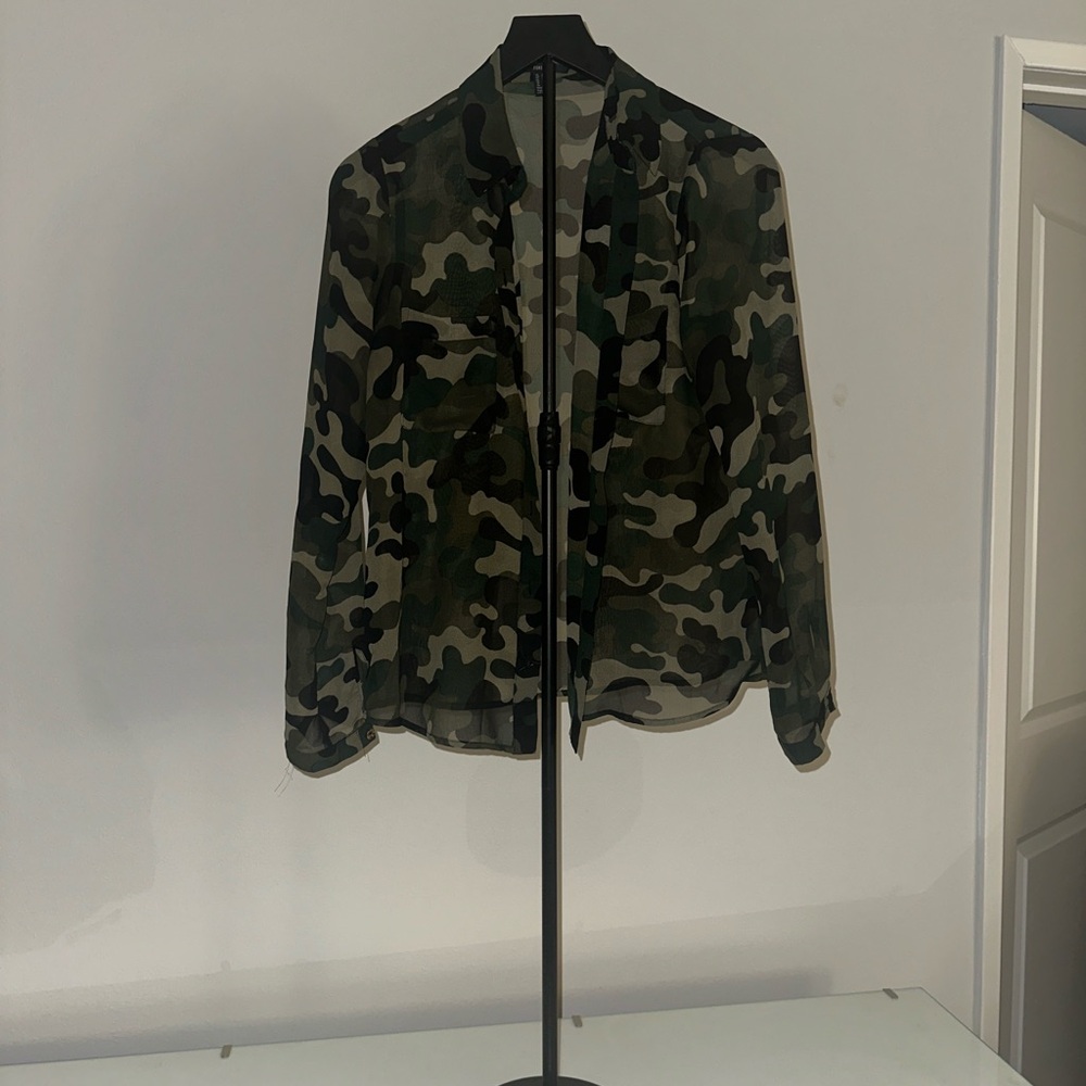 Forever 21 Green Camouflage Shirt